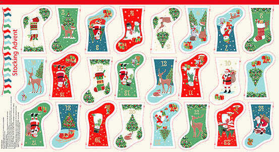 Merry Christmas by Makower UK - Mini Stockings Advent Panel