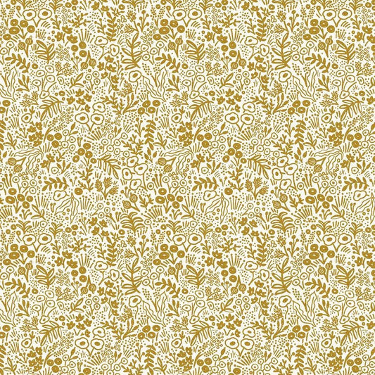 Rifle Paper Co Basics - Cotton + Steel - Tapestry Lace Floral in Gold Metallic