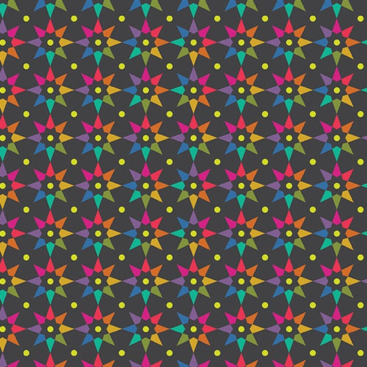 Art Theory by Alison Glass for Andover Fabrics - Rainbow Star in Night
