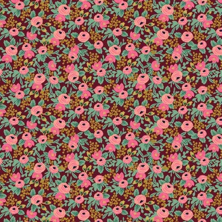 Rifle Paper Co. - Garden Party - RJR Fabrics - Rosa - Burgundy Metallic Fabric