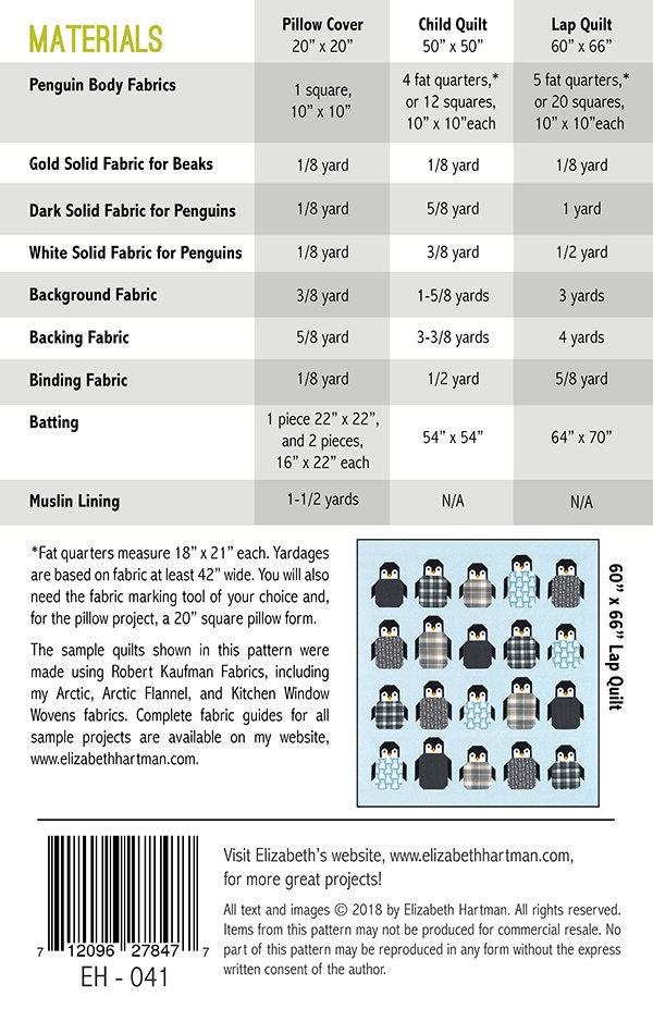 Penguin Party - Elizabeth Hartman pattern