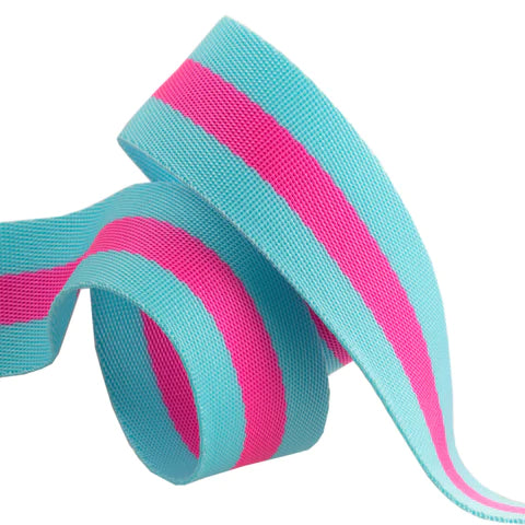 Aqua/ Hot Pink - 1.5" Tula Pink Webbing