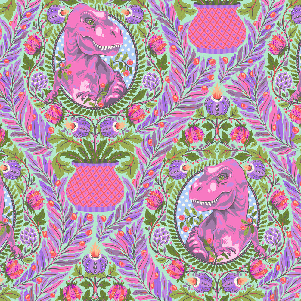 Roar - Tula Pink - Tree Rex in Mist