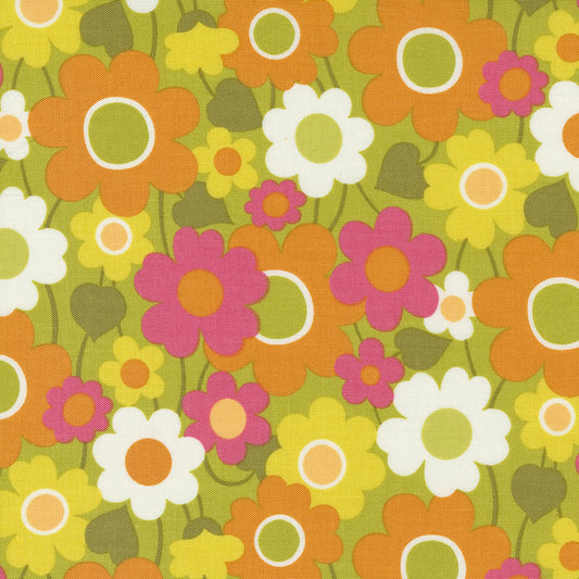 Flower Power by Maureen McCormick for Moda - Groovy Garden Florals in Chartreuse
