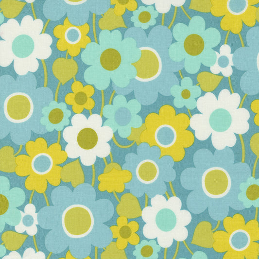Flower Power by Maureen McCormick for Moda - Groovy Garden Florals in Turquoise