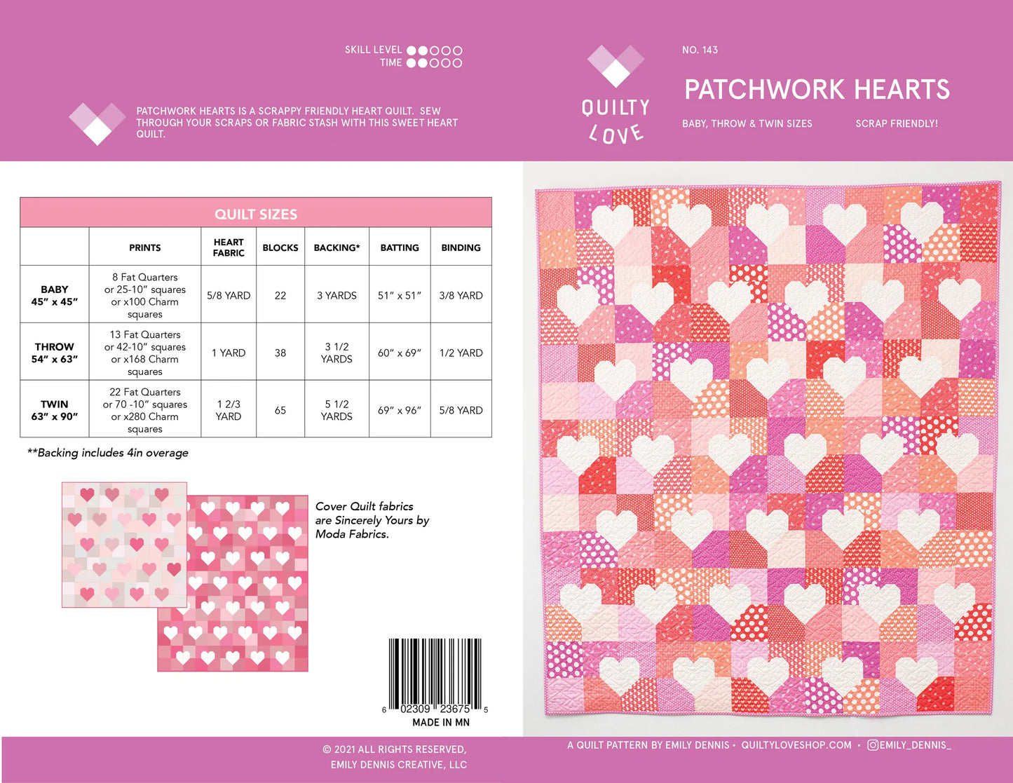 Patchwork Hearts Pattern by Emily Dennis