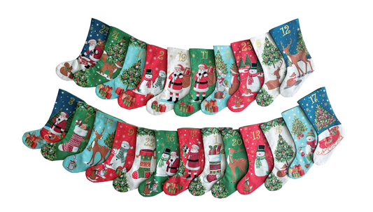 Merry Christmas by Makower UK - Mini Stockings Advent Panel
