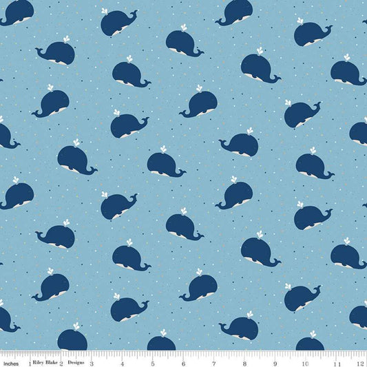 Cuddle flannel - Whales in Blue - for Riley Blake Designs