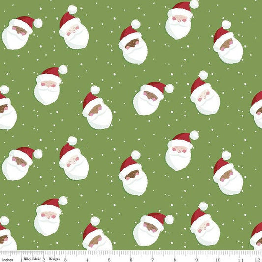 Holly Holiday by Christopher Thompson for Riley Blake Designs - Santas in Basil