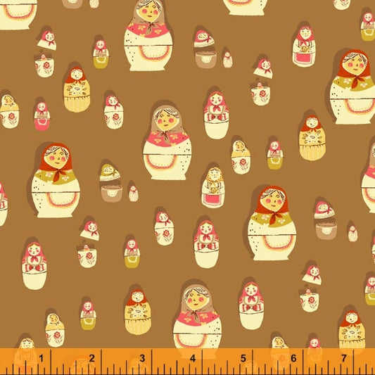 West Hill by Heather Ross - Matryoshka dolls in Brown